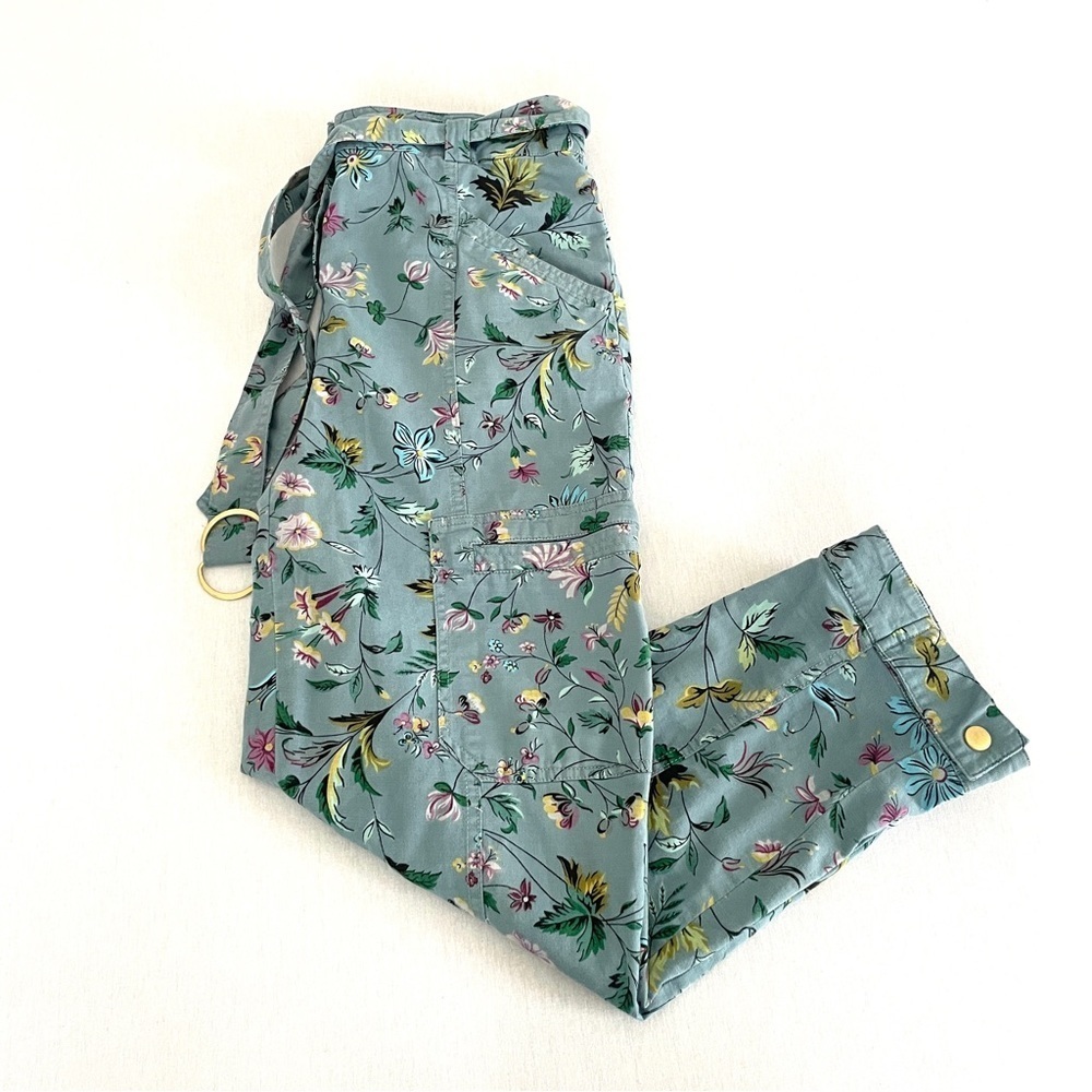 ANTHROPOLOGIE Victoria Floral Cargo Pants with Removable Belt - Picture 11 of 16
